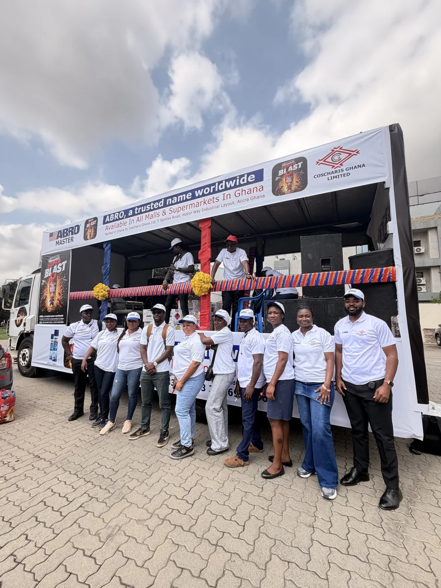 Coscharis Ghana official mobile activation roadshow truck and promotional brand team